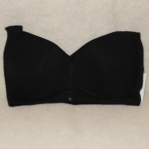 Womens Daisy Bra Pure Black NWT 3X Front Closure Snaps 34” Bottom Opening